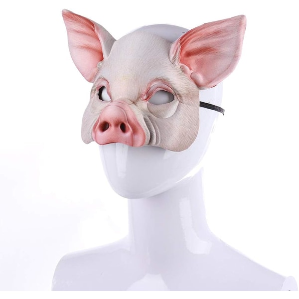 1st Half Face Animal Mask Pig Mask Skräck Pig Mask för Halloween Cosplay Cosplay rekvisita (White Pig Mask)