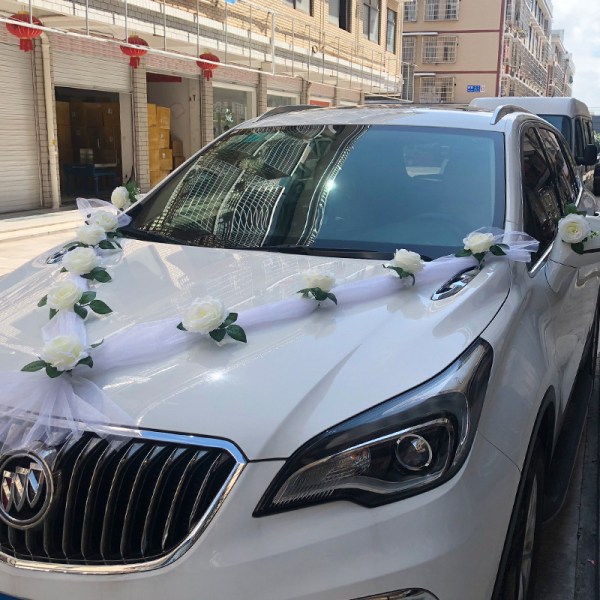 Bröllopsbil Blomsterplatta Band Slips Prydnader Tillbehör Fester