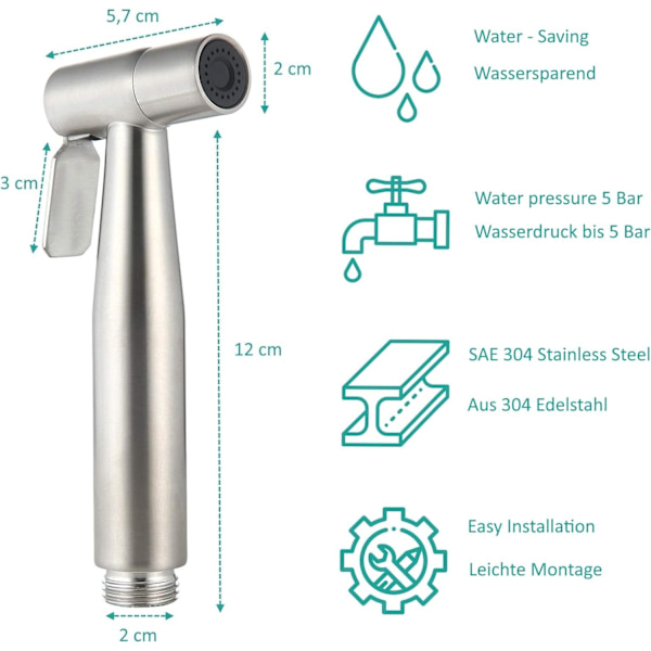 WC med handdusch - Handhållen bidésdusch - Toalett duschhuvud