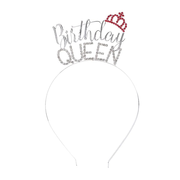Fødselsdagskroner til kvinder, fødselsdagsdronning tiara med rhinsten, happy birthday queen pandebånd, fødselsdagskrone til piger tiaraer