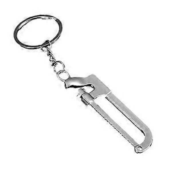 Pakke med 5 kreative nøgleringe med hammerform, metalnøgleringe, værktøjstema, moderigtig metalnøgleholder, sølv With teeth 03