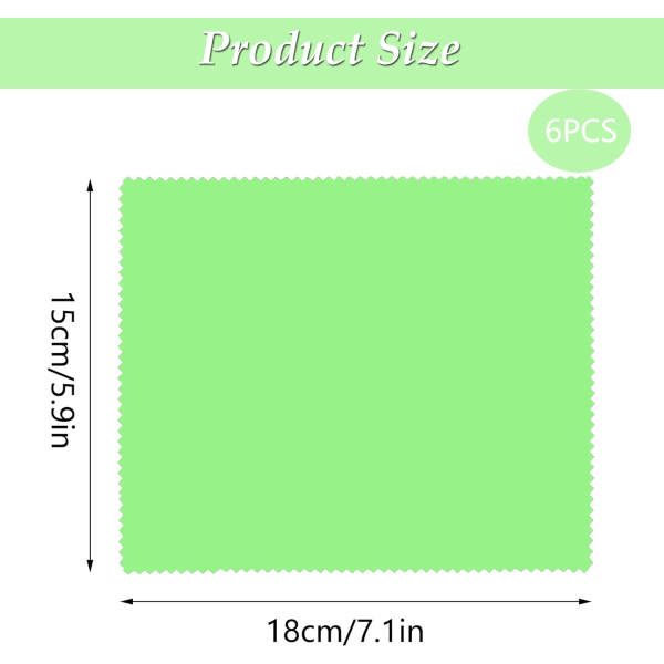 6 kappaletta lasien puhdistusliinaa - vaaleanvihreä, 15 x 18 cm, mikrof