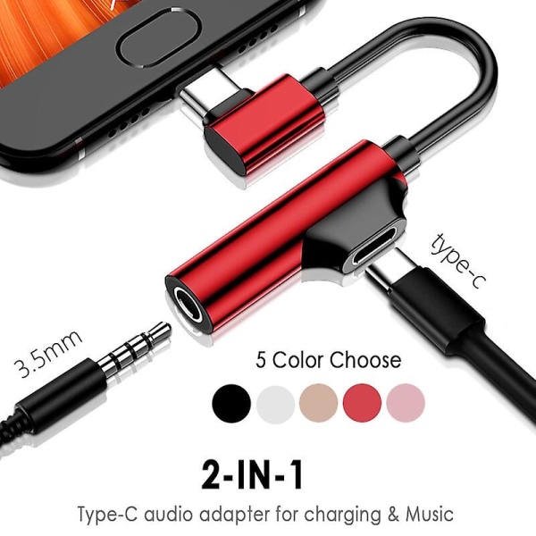 2023 Ny 2 i 1 typ C till 3,5 mm aux-adapter USB C till 3,5 hörlurar