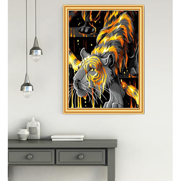 Tiikeri DIY 5D timanttimaalaussarja aikuisille ja lapsille Kaikki digitaaliset porausprosessisarjat Ensisijainen kodin sisustus 12x16 tuumaa