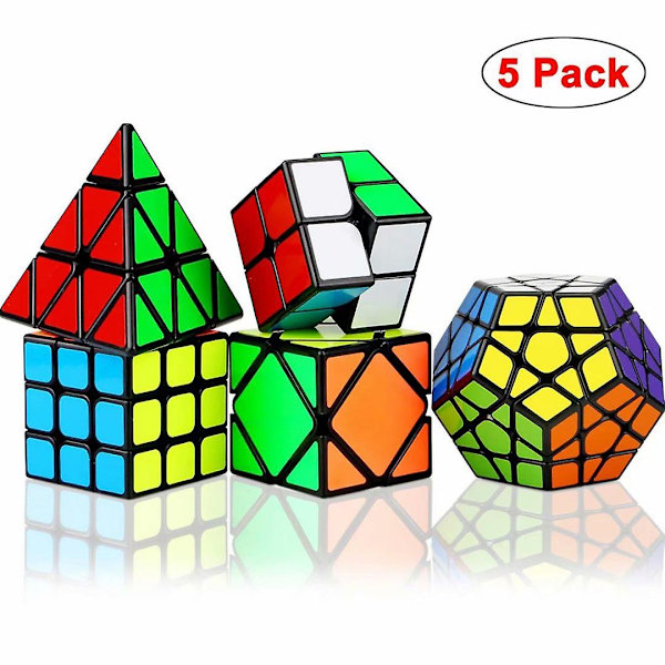 Speed Cube Set, 5 Pack Magic Cube Bundle - 2x2x2 3x3x3 Pyramid Toy For Kids