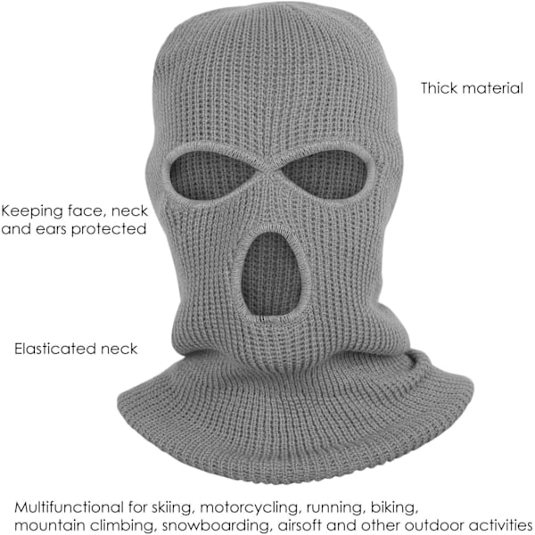 Miesten Balaklava - 3 Reikää Balaklava - Lämpömask - Talvimask