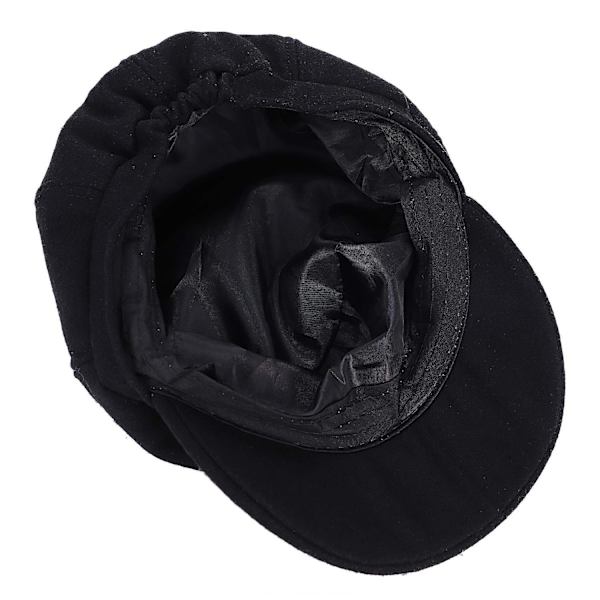 Baker Boy Cap Hat för kvinnor flicka basker franska mössor kepsar 8-panel varm ull Newsboy keps svart