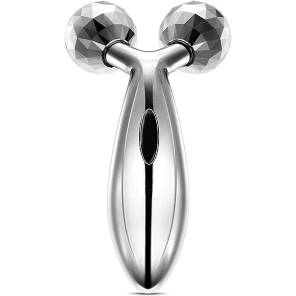 Ansikts- och kroppsmassagerulle, 3D-rullande ansiktsmassager Y-formad ansiktslyftande verktyg för fasthet och skönhetsmassage för ansikte och kropp (Silver)