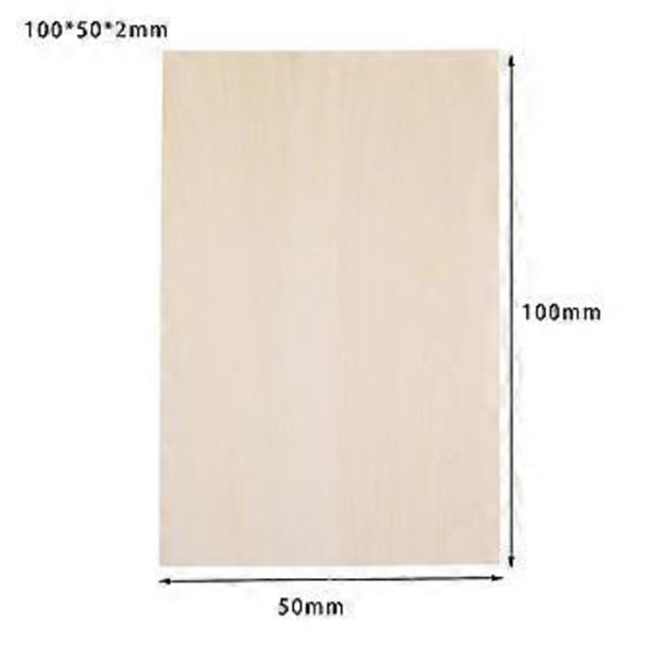 10 kpl Basswood-levyjä, puulevyjä, pienoismallien valmistukseen, viimeistelemätön puulevy lentokoneen mallin tekemiseen (100x50x2mm) 100x50x2mm