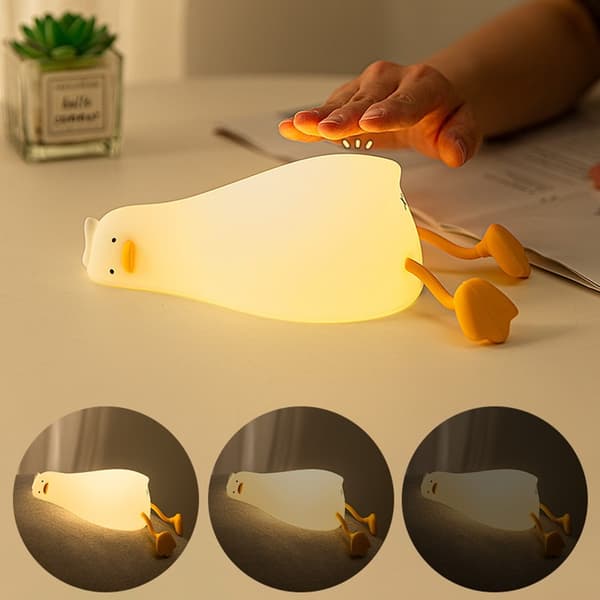 Liggende And Silikon Nattelys Dekompression Senge Lampe