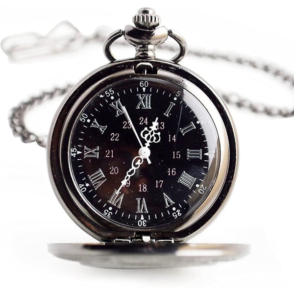 Lommeur Quartz Lommeur Klassisk Retro Romertal Lommeur Sort
