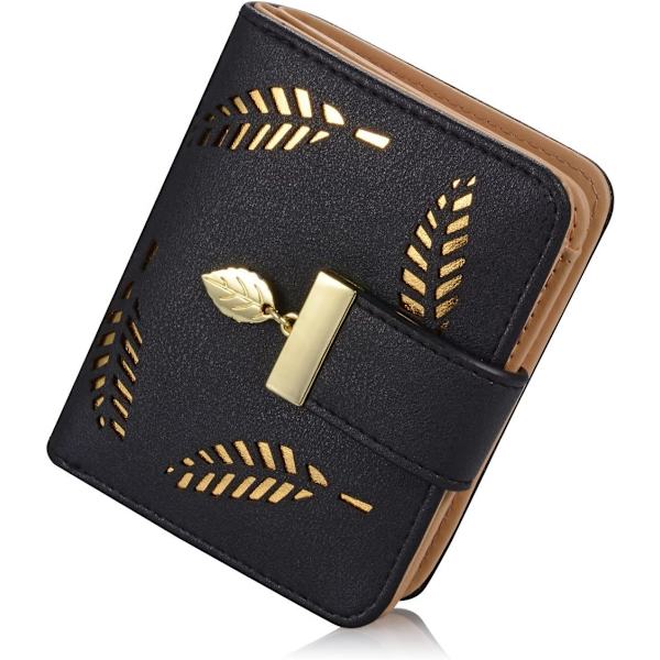 （Svart）Dam plånbok, Bifold läder plånbok läder plånbok