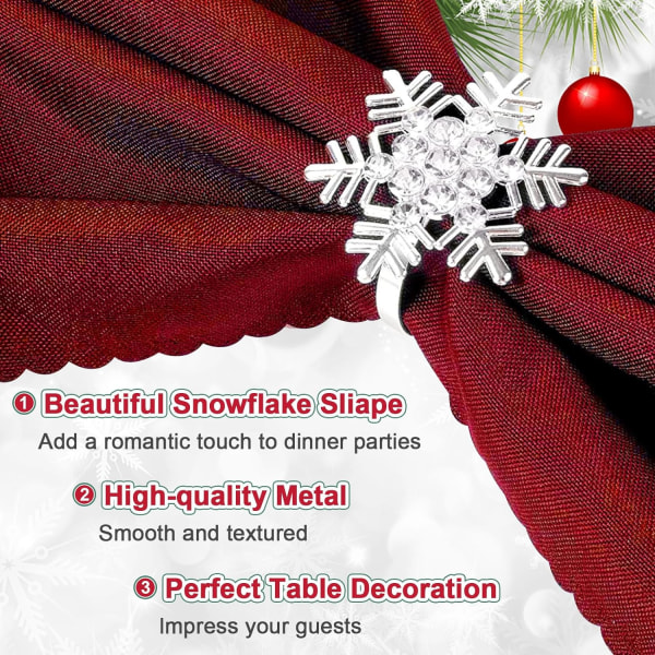 12 delar jul servettringar, Silver Snowflake servetthållare
