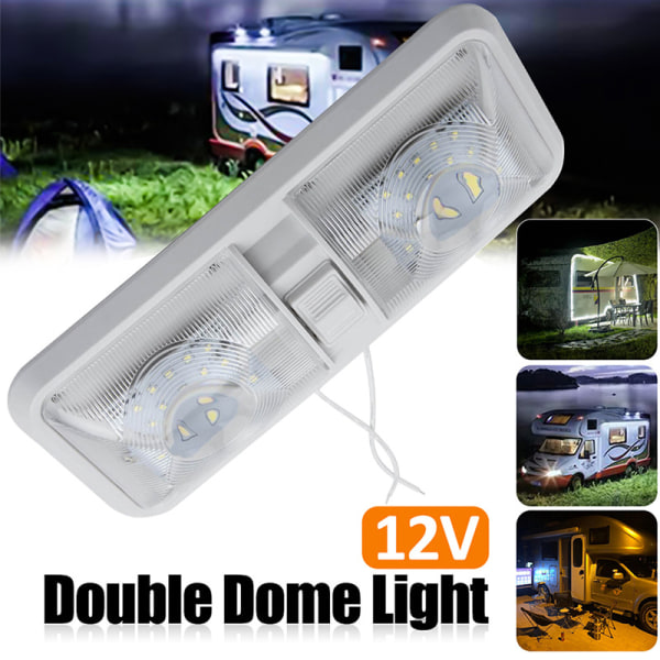 Roof Ceiling Interior Reading Lamp Double Dome 48LED Camper RV Bo