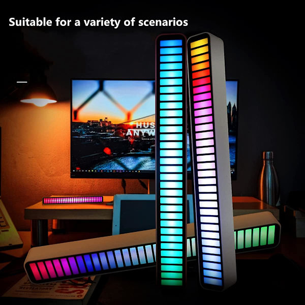 Ääniohjattu nouto-rytmivalo 32-bittinen musiikkitason ilmaisin RGB-musiikin äänenvoimakkuuden säädöllä Audio Spectrum RGB-valo LED（Musta）