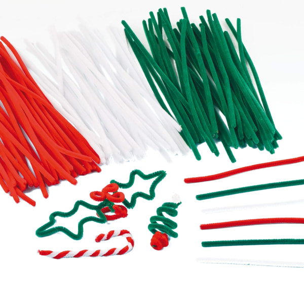 Christmas Chenille Garn (Pakke med 100 stk i tre farver) Håndværk