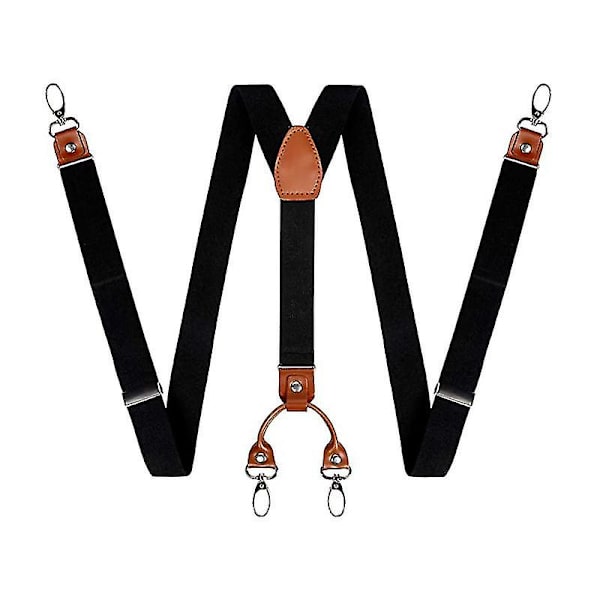 Herre Y-formede brede heavy duty seler med 4 metal clips justerbare elastiske stropper grå