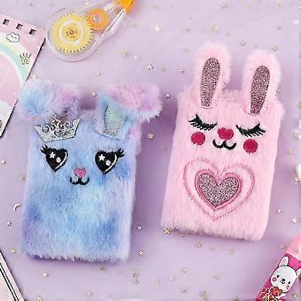 Tegneserie Plys Notesbog 110x85mm Lille Notesbog Lomme Notesblokke Lille Journal Notesbog Uforet Ark til Skrivning Tegning tie dye lilla kanin tie dye purple bunny