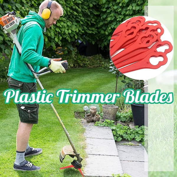 100 stk. plastgressklipperblader, trådløse strimmerblader 83 mm gressklipperkutterblader hageklipper erstatningsblader for gressklipper - rød