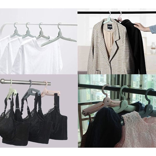 6 Pakk Foldbare Kleshengere i Plast, Vindtette/Plassbesparende, Reise C