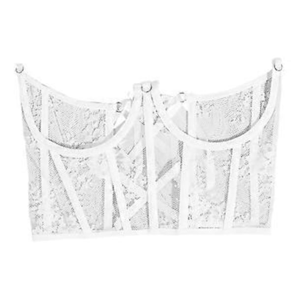 Underbust-korsettivyö, vyötärökorsetti, pitsinen avokuppikorsetti, lyhytvartaloinen kaarituellinen luukorsetti, underboob-vyötärönmuotoilija (valkoinen) White