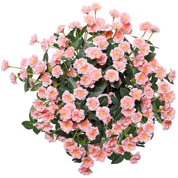 Kunstige små rose villblomster falske blomsterbukett utendørs floral hagedekor 3 stk (blå)（Rosa）
