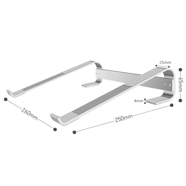 Laptopstativ kompatibelt med avtakbart laptopstativ i aluminium, luftstativ for laptop, sølv