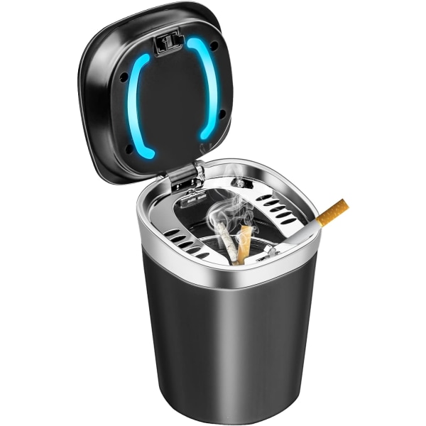 Car Ashtray, LED Portable Ashtray with Lid for Car, Home, Office