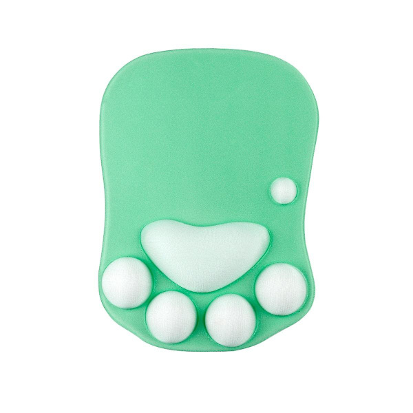 Musmatta med katt tass och handledsstöd i kiselgel, bärbar ergonomisk halkfri spelmusmatta bekväm musmatta grön