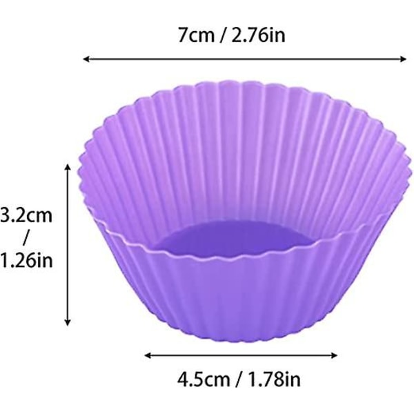 Uudelleenkäytettävät silikonikakkuvuoat 12 kpl 2,75 tuumaa tarttumattomat muffinivuoat juhliin satunnaisissa väreissä