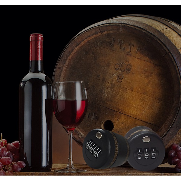 2-delad kombinationslås för vin, drycker, numeriska koder, bo