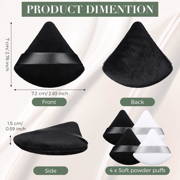 Triangle Powder Puffs 4 Pcs Cosmetic Face Puffs Velvet Makeup Puf