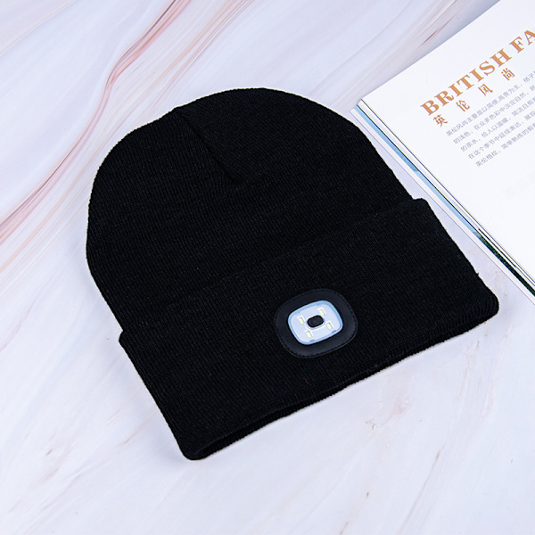 USB-oppladbart 4 LED Beanie-lue, Lysende Caps Belysning og Blinkende
