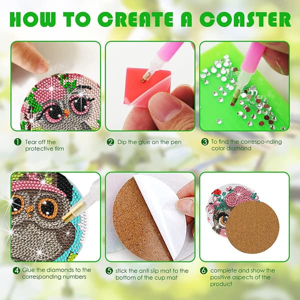 Diamanter Malet Coasters DIY Håndlavede Diamant Stickers