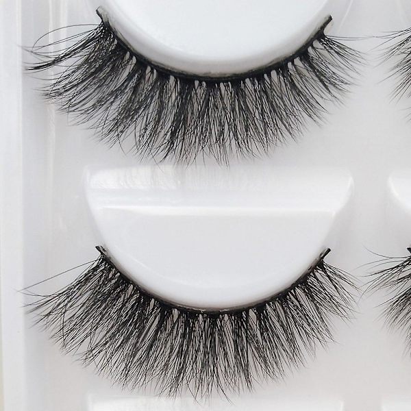 5 par återanvändbara tjocka 3d falska ögonfransar lämpliga för vacker makeup（1,6 mm）