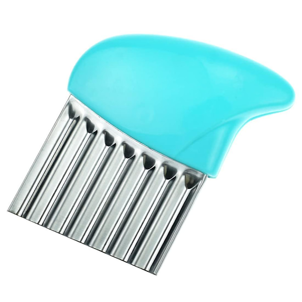 Kartoffel Chipper Rustfrit Stål Bølget Blad Chips Cutter Crinkle Slicer Grøntsagshakker Blå