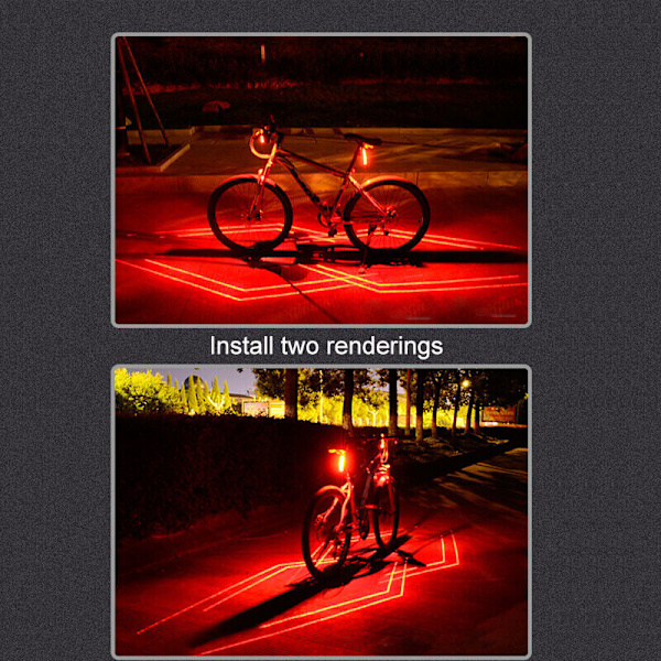 2 stk. cykel laser baglygte bjergcykel USB opladning Cool fla