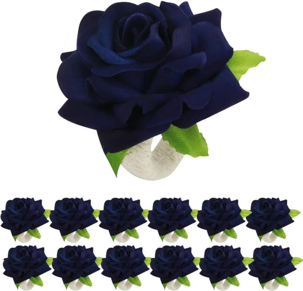 12 stk. blå serviettringer Blomster serviettring, til bryllupsbankett