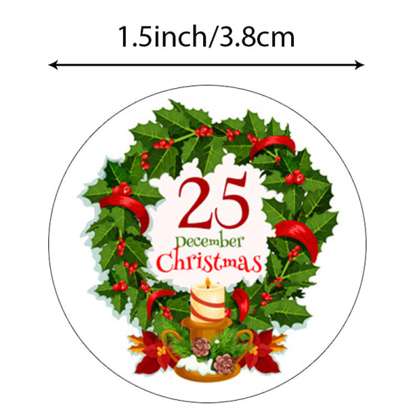 3,8 cm farverige klistermærker med glædelig jul til julegaveindpakning