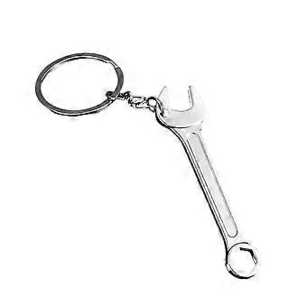 5 Stk. Miniature Klo Hammer Nøgleringe Stilfuld Metal Nøgleholder Sølv Zinklegering Sølv Mini Værktøj Wrench 04