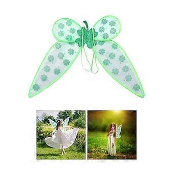 Foldbar Fe Vinge Sommerfugl Vinge Engel Vinge Børn Voksen Fest Udklædning Kostume Fotografi Rekvisitter til Halloween Cosplays Grøn