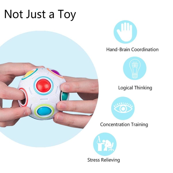Magic Rainbow Ball Fidget Ball Speed ​​Pussel Ball Cube Brain Teasers Pedagogiska leksaksstrumpa fyllmedel för barn Vuxna（Vit）