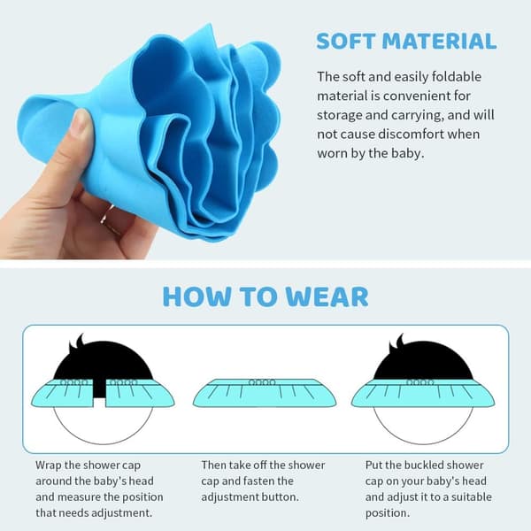 Baby Shower Cap, 3Pcs Baby Shower Hat, Adjustable Visor Bathing C