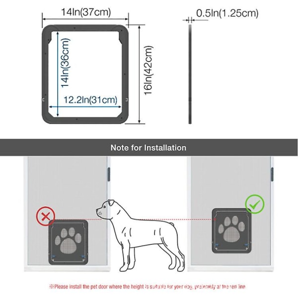 Skjermdør for hund, innvendig dør 12x14x0,4 tommer, låsbar skjermdør for kjæledyr