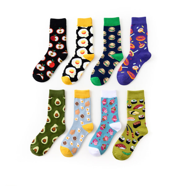 Størrelse 36-43, (8 par) hjerte fritidssokker motiv, morsomme fargerike sokker, unisex, gave bomullsmotiv sokker