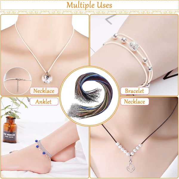 100 st halsbandssnöre för smyckestillverkning, färgvaxat halsband co