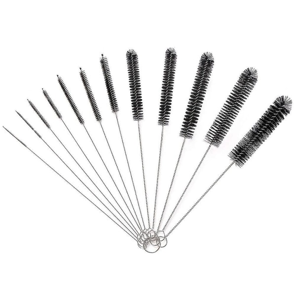 Cleaning Brushes, 12 Piece Set 24 Cm Long Brushes, Bottle Cleaning Brushes（Black）