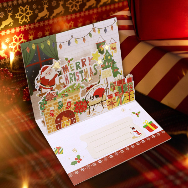 3D julhälsningskort - 2#, kreativt vikt kort med handen W