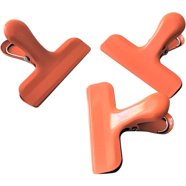 Croc Jaws Chip Clips Orange. Rustfrit stål. 3 tommer - Pakke med 3