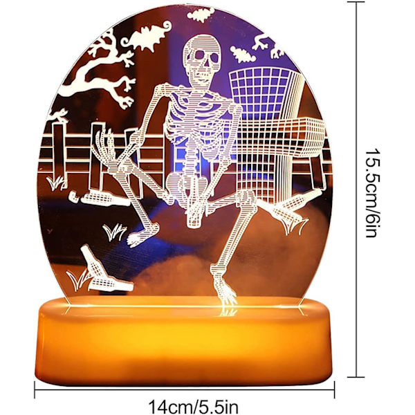 Halloween-pöytälamppu - 3D-luuranko LED-valot Pöytälamppu, Ta